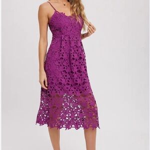 Astr Purple Lace Midi Dress